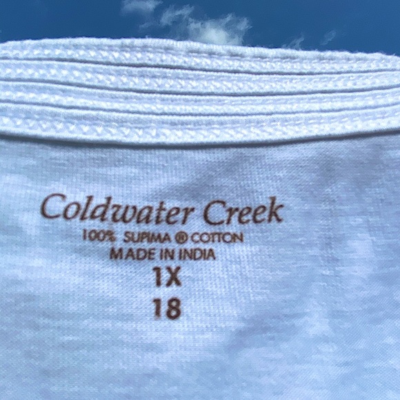 Coldwater Creek White Embellished Short Sleeve Shirt - 100% Supima Cotton - Picture 2 of 9